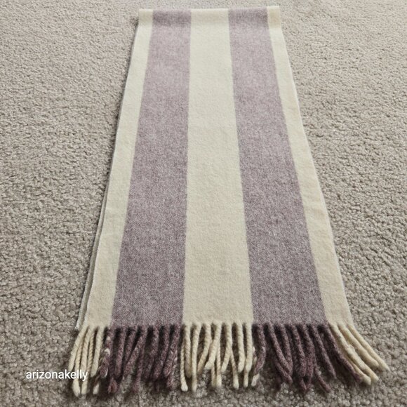 Wool Scarf Neutral Colors Stripe - Picture 10 of 13